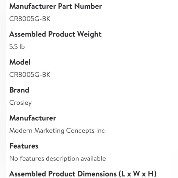 New Open Box Crosley Model:CR8005G-BK S/N:690751223 Travel TurnTable . - Picture 7 of 16